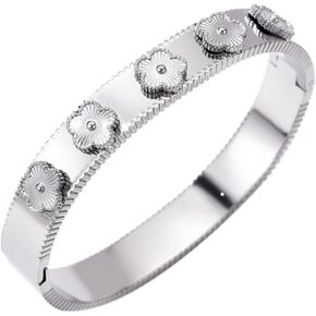 Clover Bracelet Bangle for Women 14K Gold Plated Stainless Steel Lucky Jewelry