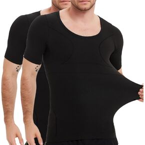 Mens Gynecomastia Compression Shirts Short Sleeves, Slimming Undershirts, Shapewear Tank Top