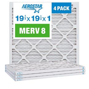 Aerostar 20x30x1 MERV 8 Pleated Air Filter, AC Furnace Air Filter, 4 Pack (Actual Size: 19 3/4" x 29 3/4" x 3/4"), White