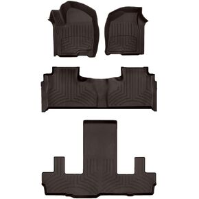 WeatherTech FloorLiner HP Custom Fit Floor Mats for Escalade ESV, Escalade-V ESV, Yukon XL, Suburban (2nd Row Bucket Seats) - Full Set (441632-1-2-5IM), Black