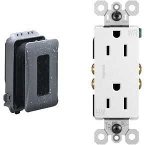 TAYMAC ML500 Single-Gang Mount 16-in-1 Flat Nonmetallic Weatherproof Vertical/Horizontal, 1-Pack & Legrand-Pass & Seymour 885TRWRWCC8 WR DECO RECP 15A/25V WH WR DECO RECP 15A/25V WH