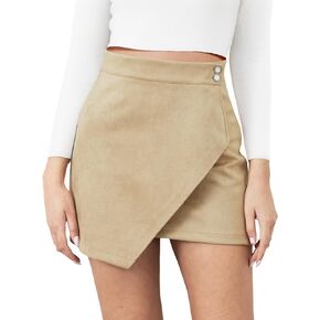 Mini Skirt for Women Elastic High Waist Bodycon Wrap Skirt Silky Smooth Stretchy Suede Skirt