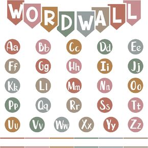 124 Pieces Word Wall Bulletin Board Set Chalkboard Bright Word Wall Letters Alphabet Bulletin Board Cutouts ABC Cutouts Alphabet Letters for Classroom Wall Decoration