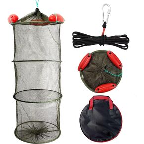 Foldable Fishing Net Portable Fishing Basket Fishing Cage with Rope for Maintenancing Fish Crab Crayfish Shrimp Minnows
