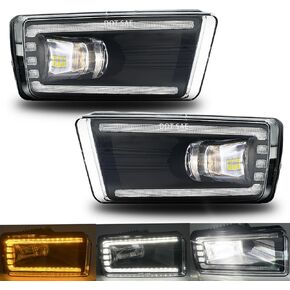 LED&DRL Fog Lights for 2007-2015 Chevy Silverado Suburban Avalanche/Tahoe/GMC Sierra 1500 2500HD 3500HD / 2010-2014 Yukon / 2007-2008 Cadillac Escalade, Front Bumper Driving Fog Lamps- A Pair