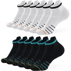 Running Socks for Women & Men, 6 Pairs Performance Athletic Socks Anti Blister Cushioned Ankle Socks with Arch Support