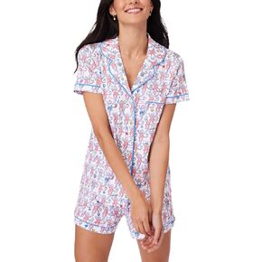 Y2k Pajamas Shorts Set for Women 2 Piece Cute Animals Floral Matching Pj Sets Short Sleeve Lounge Shirts Shorts Set