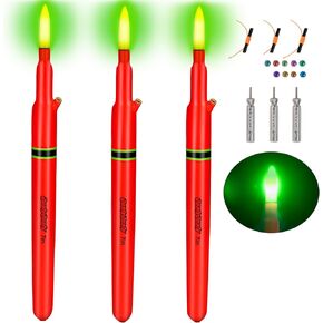 QualyQualy Fishing Floats, Weighted Catfish Pole Floats, High Visibility Wood Pole Fishing Float for Catfish Pike 7IN 10IN 12IN, 3PCS