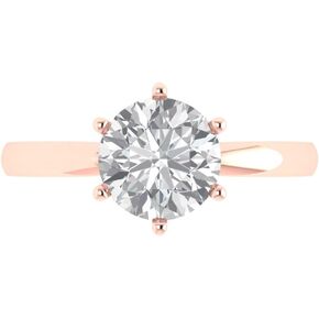 Clara Pucci Yellow/Rose/White 14k Gold Solitaire Statement anniversary Engagement Promise Bridal Ring - 2Ct Round Cut Simulated Diamond