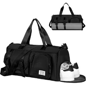 Small Gym Bag for Women, Waterproof Travel Duffle Bag Carry On Weekender Bag with Shoe Compartment & Wet Pocket, Tote Bag for Travel, Workout, Sport