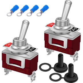 weideer 2Pcs Toggle Switch 12V 30A ON/Off/ON 3 pin 3 Position SPDT Waterproof Switch with Waterproof Cap Terminals for Auto Car Boat
