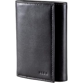 Alba Classic Trifold VT Leather Wallet For Men II Handmade II Minimalist II RFID Protected (Black)