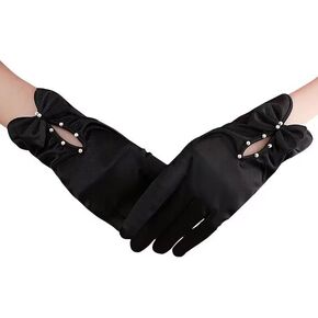 3D Bow Gloves Tha Bride's Elegant Short Lace Gloves Halloween Tea Party Gloves