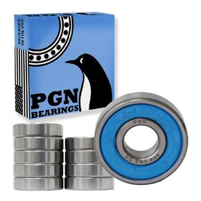 PGN (10 Pack) 608-2RS Bearing - Lubricated Chrome Steel Sealed Ball Bearing - 8x22x7mm Bearings with Rubber Seal & High RPM Support