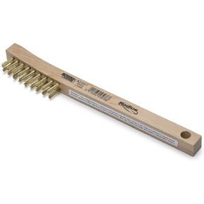 Lincoln Electric K3183-1 Brass Wire Brush, 2 x 9 Bristle Rows, 8.75" Length, Curved Handle, K3180-1