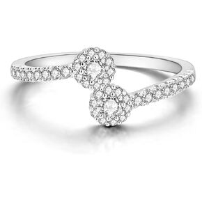 Parmuz 925 Sterling Silver Stackable Rings for Woman Colored CZ Stones Love Crown Bands Ring Engagement Eternity Ring for Her