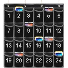 Godery 30 Hanging Pocket Storage Cellphone Pocket Chart, Numbered Organizer Classroom for Calculator & Cell Phone Holders (30 pocket)