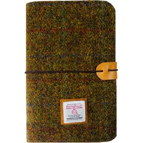 Harris Tweed A6 Notebook Binder 6 Ring, Wool Fabric Soft Cover Refillable A6 Binder, 80 Pages for A6 Refill Paper and A6 Planner Inserts, Notebook Journals for Writing, A6 Size 80 Pages (Blue Brown Check)
