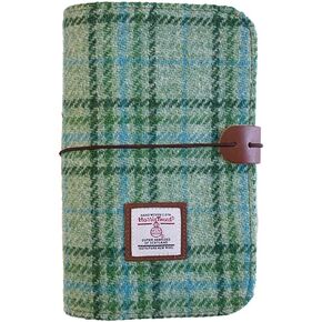 غلاف دفتر الملاحظات Harris Tweed A6 مكون من 6 حلقات، غطاء ناعم من نسيج الصوف قابل لإعادة الملء A6، 80 صفحة لورق إعادة التعبئة A6 وإدراج مخطط A6، مجلات دفتر الملاحظات للكتابة، مقاس A6 80 صفحة (فحص بني أزرق)