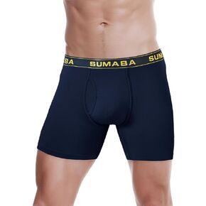 Long Leg Men Underwear Boxer Briefs Fly with Pouch No Ride Up Underpants for Men