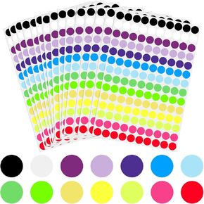 1400 PCS Dot Stickers, Colored Dot Stickers, 3/4" Circle Sticker Labels, 10 Colors Round Color Coding Labels, Small Circle Dots Price Stickers for Toddlers, Classroom, Office, Student, Home, Papers