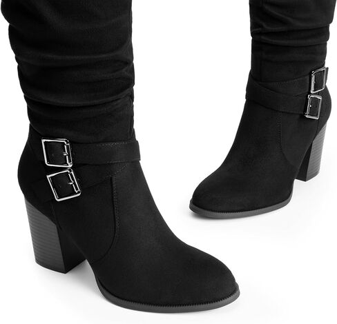 DREAM PAIRS Women's Knee High Boots Slouchy Chunky Heeled Buckle Long Boots for Women Side Zipper Tall Boots in Saudi Arabia