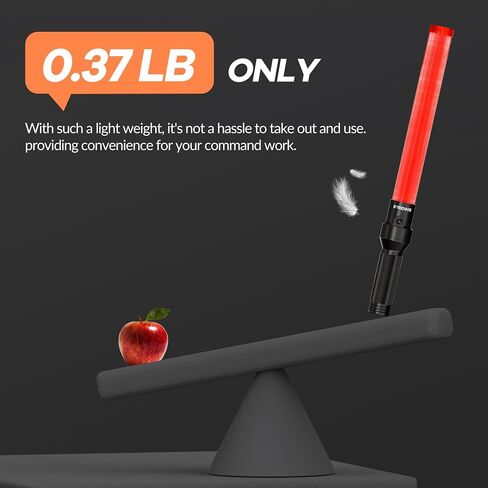 2 Pieces 16 Inch Signal Traffic Wand, Traffic Control Wand with White LED on Top, Safety Traffic Baton Light for Parking Guides Outdoor Camping in Kuwait