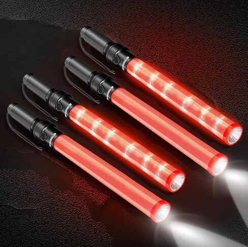 2 Pieces 16 Inch Signal Traffic Wand, Traffic Control Wand with White LED on Top, Safety Traffic Baton Light for Parking Guides Outdoor Camping in Kuwait