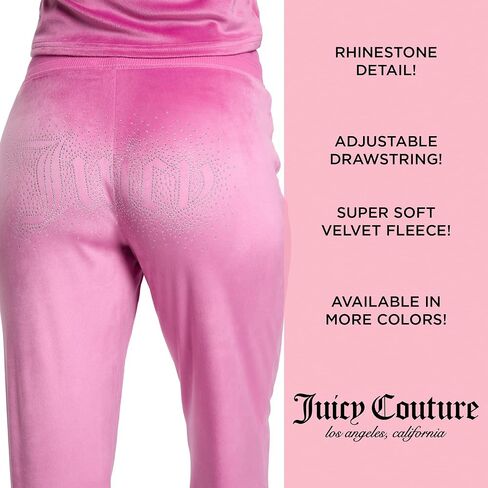 Juicy Couture Women's 2 Piece Velvet Fleece Short Sleeve Shirt and Pants Lounge Sleepwear Set in Saudi Arabia