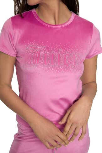 Juicy Couture Women's 2 Piece Velvet Fleece Short Sleeve Shirt and Pants Lounge Sleepwear Set in Saudi Arabia