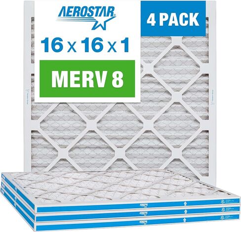 Aerostar 20x30x1 MERV 8 Pleated Air Filter, AC Furnace Air Filter, 4 Pack (Actual Size: 19 3/4" x 29 3/4" x 3/4"), White in Saudi Arabia