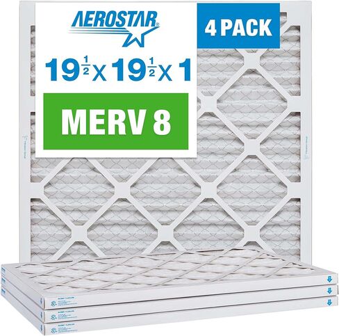 فلتر هواء Aerostar 20x30x1 MERV 8 مطوي، فلتر هواء فرن التيار المتردد، 4 عبوات (الحجم الفعلي: 19 3/4 بوصة × 29 3/4 بوصة × 3/4 بوصة)، أبيض in Kuwait