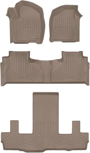 WeatherTech FloorLiner HP Custom Fit Floor Mats for Escalade ESV, Escalade-V ESV, Yukon XL, Suburban (2nd Row Bucket Seats) - Full Set (441632-1-2-5IM), Black in Kuwait
