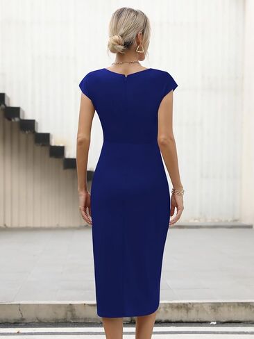 فستان نسائي رسمي للحفلات بأكمام قصيرة مكشكشة من Missufe in Kuwait