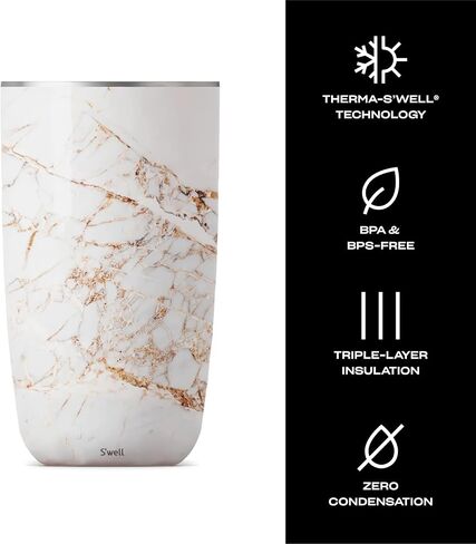 S'well Stainless Steel Wine Chiller - 750ml - Black Marble - Triple-Layered Vacuum-Insulated Container Designed to Keep Bottles Colder for Longer - BPA-Free Designer Barware Accessories in Saudi Arabia