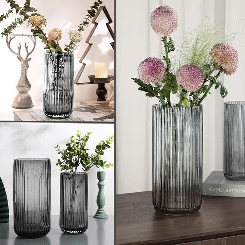 Flower Vase 7.6 Inch Green Thickened Glass Vase for Lego Flowers,Bookshelf,Dinner Table,Office Desktop,Meeting Room,Bathroom,Countertop,Home Christmas Day Decoration in Saudi Arabia