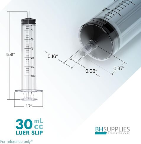 توفر BH محاقن Luer ذات الطرف المنزلق سعة 30 مل (بدون إبرة) - معقمة، مغلفة بشكل فردي - 50 حقنة in Kuwait