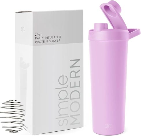 Simple Modern Stainless Steel Shaker Bottle with Ball 24oz | Metal Insulated Cup for Protein Mixes, Shakes and Pre Workout | Rally Collection | Electric Lavender in Saudi Arabia