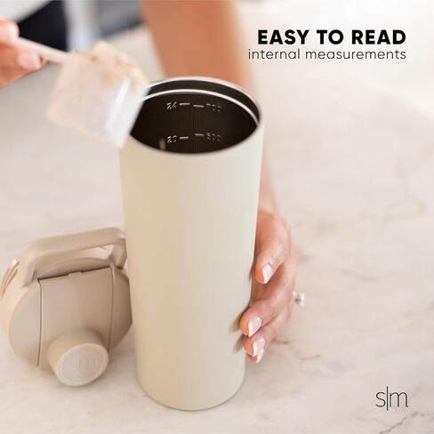 زجاجة رج بسيطة وحديثة من الفولاذ المقاوم للصدأ مع كرة سعة 24 أونصة | كوب معدني معزول لخلطات البروتين والمخفوقات وما قبل التمرين | مجموعة التجمع | لافندر كهربائي in Kuwait