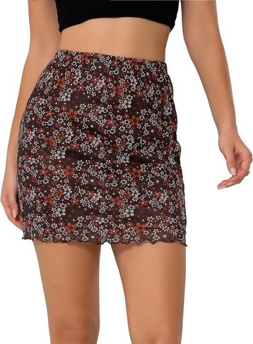 Avanova Women Sexy Mesh High Waist Mini Skirt Lettuce Trim Bodycon Short Skirt in Saudi Arabia