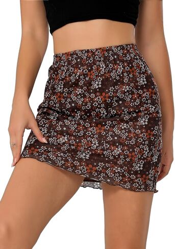 Avanova Women Sexy Mesh High Waist Mini Skirt Lettuce Trim Bodycon Short Skirt in Saudi Arabia