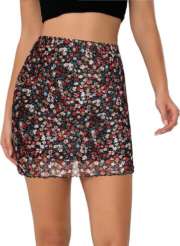Avanova Women Sexy Mesh High Waist Mini Skirt Lettuce Trim Bodycon Short Skirt in Saudi Arabia