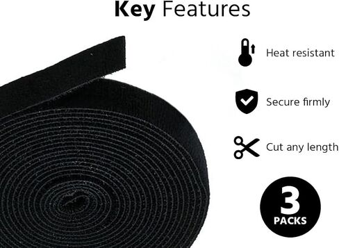 Monoprice 121886 2 Pack Hook & Loop Fastening Tape 5 Yd/Roll, 0.75", Black - (121886) Black in Saudi Arabia