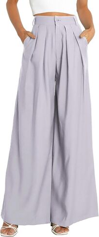 Women's High Waist Casual Wide Leg Palazzo Pants, Dress Pants for Women, Work Pants with Pockets for Women Office. in Saudi Arabia