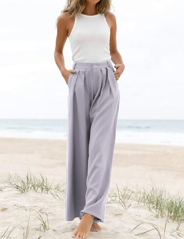 Women's High Waist Casual Wide Leg Palazzo Pants, Dress Pants for Women, Work Pants with Pockets for Women Office. in Saudi Arabia