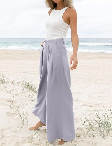 Women's High Waist Casual Wide Leg Palazzo Pants, Dress Pants for Women, Work Pants with Pockets for Women Office. in Saudi Arabia