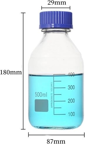 25ml Reagent Media Bottle, Graduated Glass Round Media Storage Bottle with Orange double cover GL45 Screw Cap, Wide Mouth Lab Reagent Bottle, Clear,Pack of 1 in Kuwait
