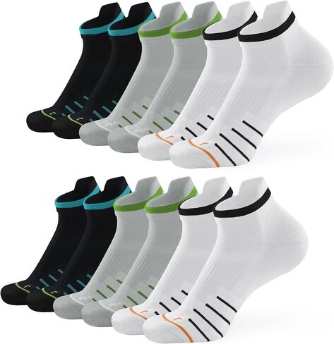 Running Socks for Women & Men, 6 Pairs Performance Athletic Socks Anti Blister Cushioned Ankle Socks with Arch Support in Saudi Arabia