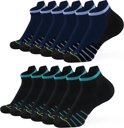 Running Socks for Women & Men, 6 Pairs Performance Athletic Socks Anti Blister Cushioned Ankle Socks with Arch Support in Saudi Arabia