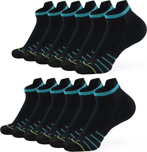 Running Socks for Women & Men, 6 Pairs Performance Athletic Socks Anti Blister Cushioned Ankle Socks with Arch Support in Saudi Arabia